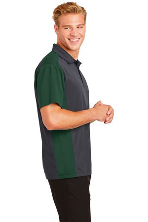Sport-Tek Mens Colorblock Micropique Sport-Wick Polo Grey/Green Alt Image