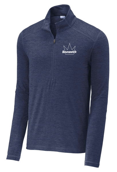 Brunswick Mens Half-Zip Long Sleeve Pullover Dark Denim Heather Main Image