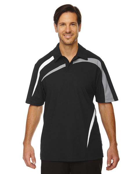 Ash City Mens Impact Performance Polo Black/Grey/White Main Image