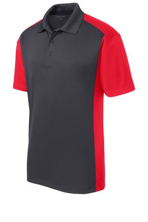 Sport-Tek Mens Colorblock Micropique Sport-Wick Polo Grey/Red Alt Image