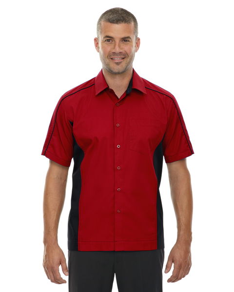 Ash City Mens Fuse Colorblock Camp Shirt Classic Red/Black Main Image