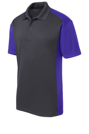 Sport-Tek Mens Colorblock Micropique Sport-Wick Polo Grey/Purple Alt Image