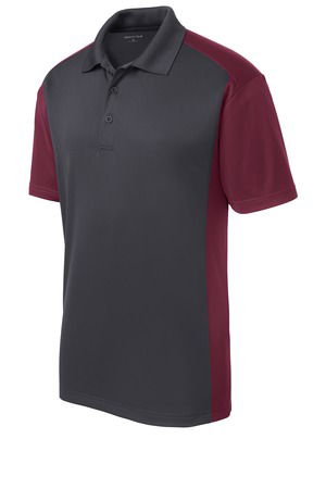 Sport-Tek Mens Colorblock Micropique Sport-Wick Polo Grey/Maroon Alt Image