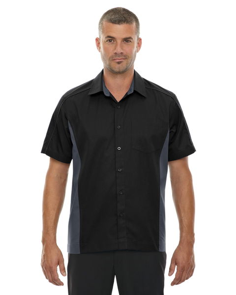 Ash City Mens Fuse Colorblock Camp Shirt Black Main Image