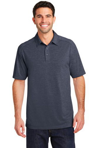 Port Authority Mens Digi Heather Performance Polo Dark Grey Main Image