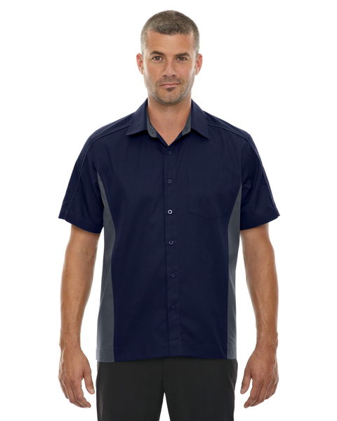Ash City Mens Fuse Colorblock Camp Shirt Classic Navy/Carbon Main Image