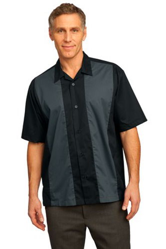 Port Authority Retro Camp Shirt Black/Steel Grey Main Image
