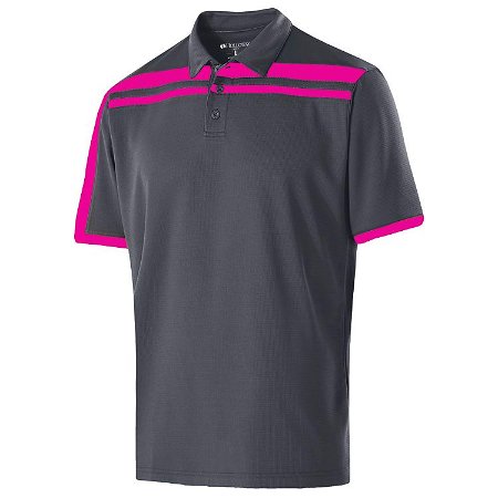 Holloway Mens Charge Polo Carbon/Pink Main Image