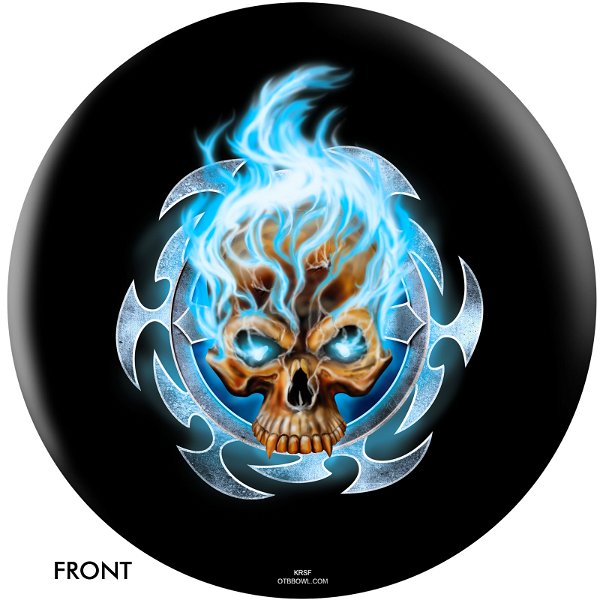 OnTheBallBowling Michael Graham Design Flaming Blue Skull Main Image