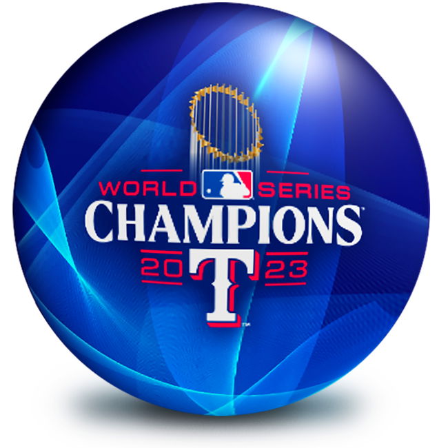 OnTheBallBowling 2023 MLB World Series Champion Texas Rangers Ball MAIN Image - Main Image
