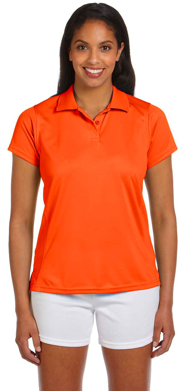 Harriton Womens 4 oz Polytech Polo Orange MAIN Image - Main Image