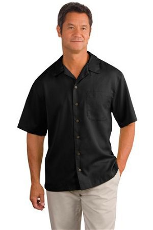 Port Authority Mens Easy Care Camp Shirt Black Main Image
