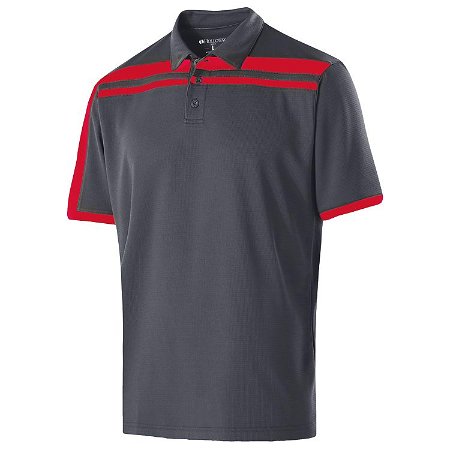 Holloway Mens Charge Polo Carbon/Scarlet Main Image