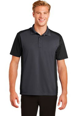 Sport-Tek Mens Colorblock Micropique Sport-Wick Polo Grey/Black