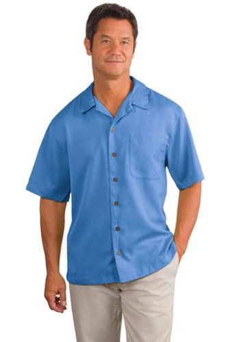 Port Authority Mens Easy Care Camp Shirt Blue + Free Shipping