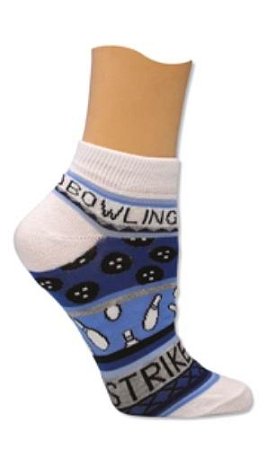 Master Ladies Blue Bowling Theme Socks Main Image