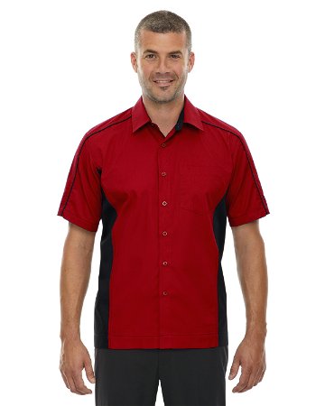 Ash City Mens Fuse Colorblock Camp Shirt Classic Red/Black Main Image