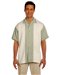 Review the Harriton Men's Two-Tone Bahama Cord Camp Shirt Green Mist/Creme