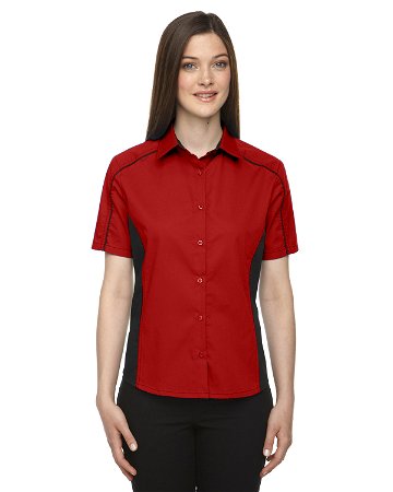 Ash City Womens Fuse Colorblock Camp Shirt Classic Red/Black Main Image