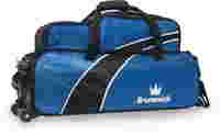 Brunswick Edge Triple Rolling Tote with Shoe Pouch Blue Bowling Bags