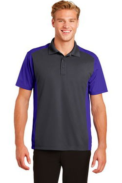 Sport-Tek Mens Colorblock Micropique Sport-Wick Polo Grey/Purple