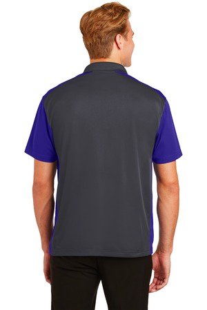 Sport-Tek Mens Colorblock Micropique Sport-Wick Polo Grey/Purple Alt Image