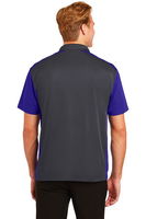 Sport-Tek Mens Colorblock Micropique Sport-Wick Polo Grey/Purple ALT Image