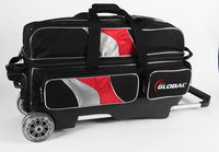 900Global 3 Ball Deluxe Roller Black/Red/Silver Bowling Bags