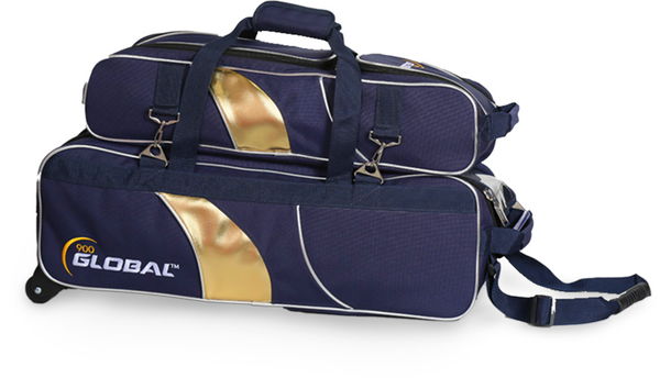 900 Global Deluxe 3 Ball Roller Bowling Bag- Blue/Gold