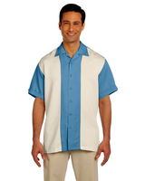 Harriton Men's Two-Tone Bahama Cord Camp Shirt Cloud Blue/Creme MAIN Image
