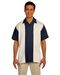 Review the Harriton Men's Two-Tone Bahama Cord Camp Shirt Navy/Creme