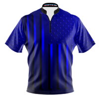 I AM Bowling Blue American Flag Bowling Jersey MAIN Image