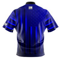 I AM Bowling Blue American Flag Bowling Jersey BACK Image
