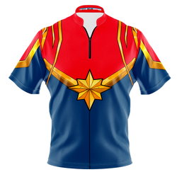 KR Strikeforce Marvel Captain Marvel Costume Bowling Jersey
