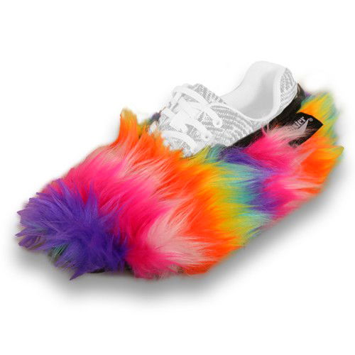 Master Ladies Shoe Covers Fuzzy Rainbow