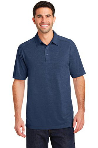 Port Authority Mens Digi Heather Performance Polo Dress Blue Navy