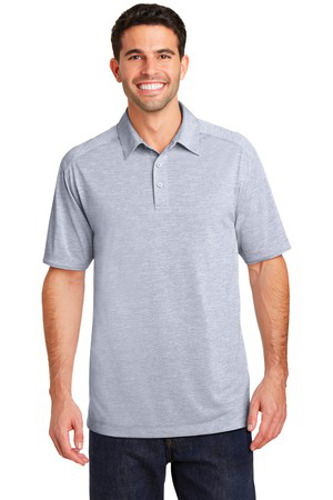 Port Authority Mens Digi Heather Performance Polo Light Grey