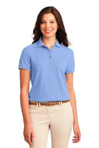Port Authority Womens Silk Touch Polo Shirt Light Blue