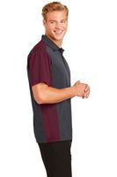 Sport-Tek Mens Colorblock Micropique Sport-Wick Polo Grey/Maroon ALT Image
