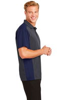 Sport-Tek Mens Colorblock Micropique Sport-Wick Polo Grey/Navy ALT Image
