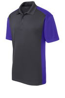 Sport-Tek Mens Colorblock Micropique Sport-Wick Polo Grey/Purple ALT Image