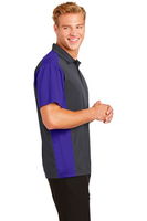 Sport-Tek Mens Colorblock Micropique Sport-Wick Polo Grey/Purple ALT Image