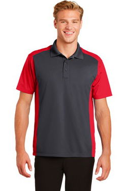 Sport-Tek Mens Colorblock Micropique Sport-Wick Polo Grey/Red