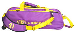 Vise 3 Ball Clear Top Roller/Tote Purple/Yellow Bowling Bags