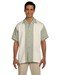 Harriton Men's Two-Tone Bahama Cord Camp Shirt Green Mist/Creme